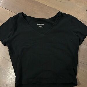 Black and White  V-Neck Women's Top